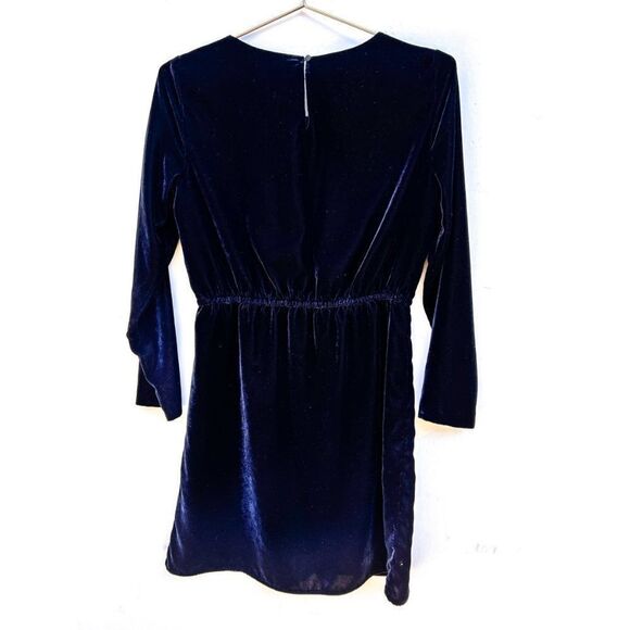 J. Crew Navy Blue Velour Velvet Long Sleeve Elastic Waist Dress K3470 - Picture 8 of 10
